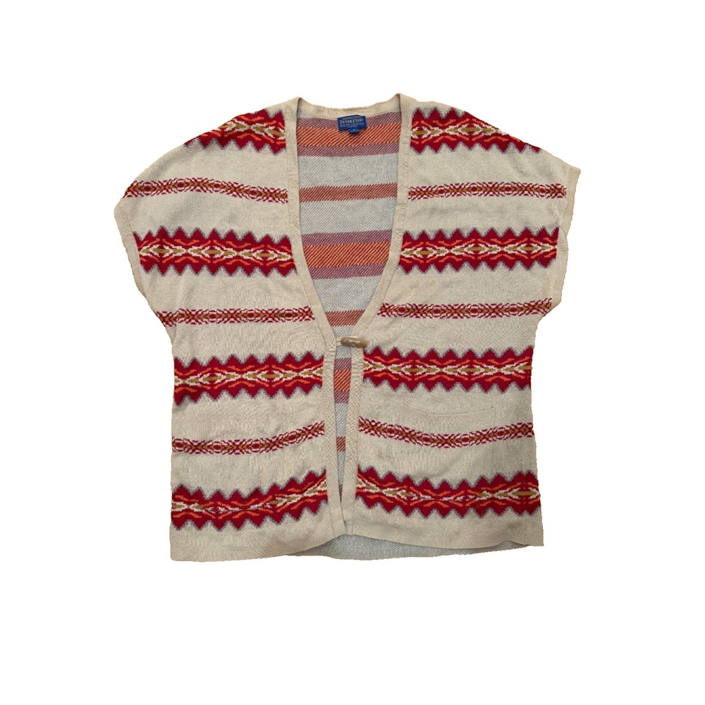 Pendleton Men's Medium Vintage Linen‎ Cotton Southwestern Toggle Cardigan - Picture 2 of 8